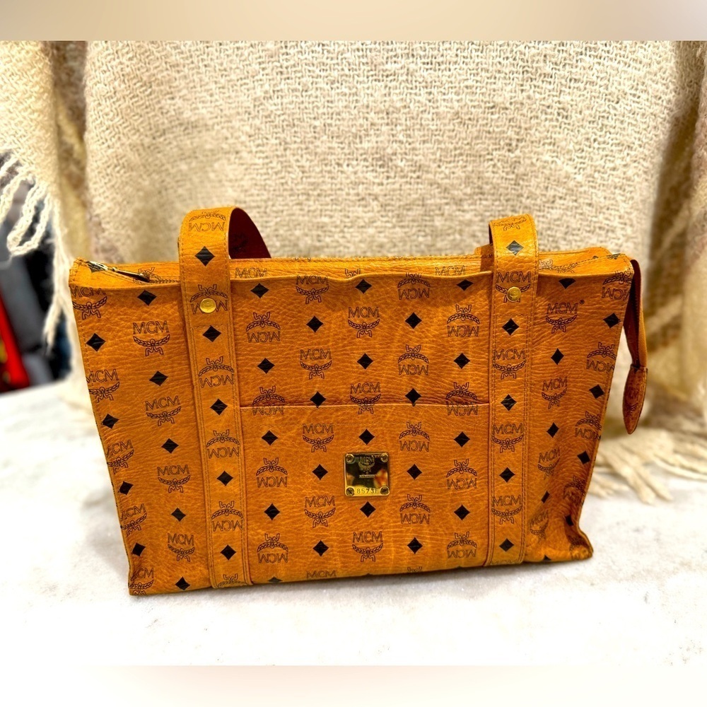 MCM Cognac Monogram Tote - Picture 4 of 11